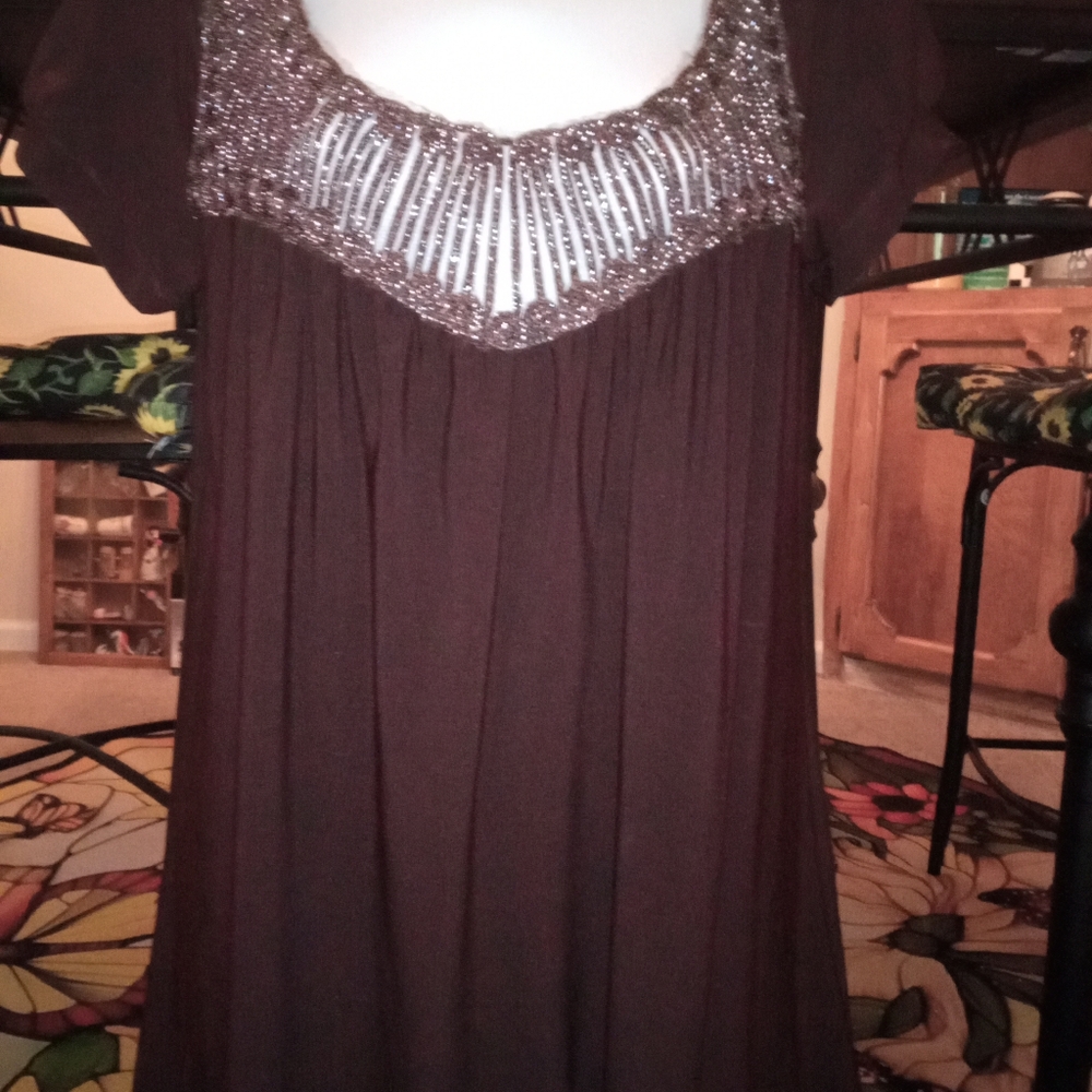 Siren Lily Maternity Size Small Brown Silky Blouse